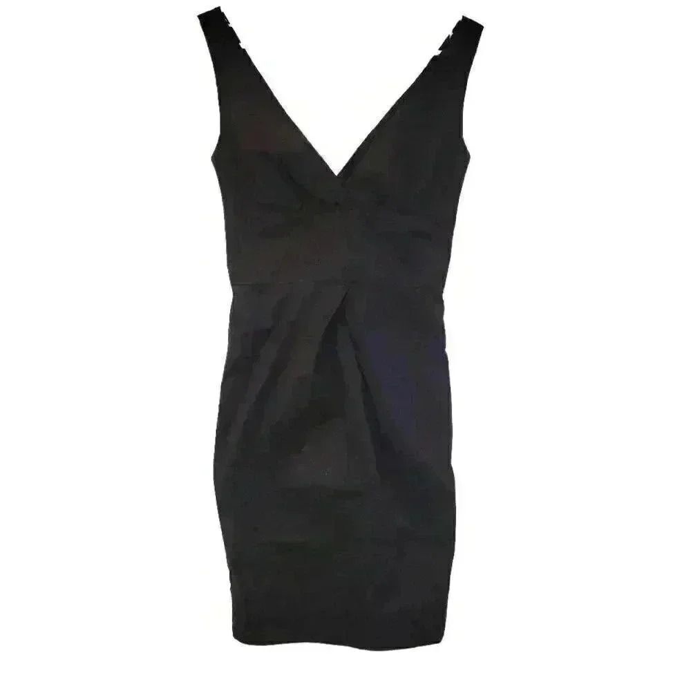 Diane von Furstenberg Women's Black Cotton/Poly Lined Cocktail Party Dress - Picture 2 of 10
